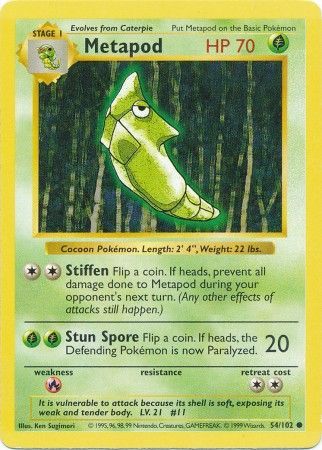 Metapod (54/102) [Base Set Shadowless Unlimited] | L.A. Mood Comics and Games