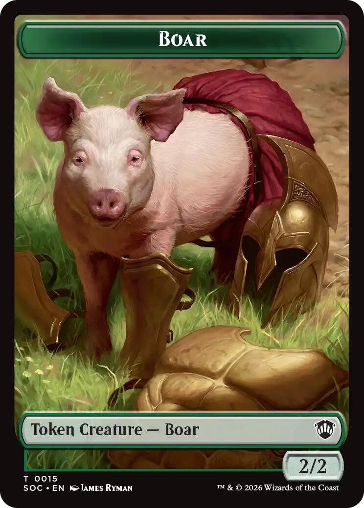 Boar // Fractal (0005) Double-Sided Token [Secrets of Strixhaven Commander Tokens] | L.A. Mood Comics and Games