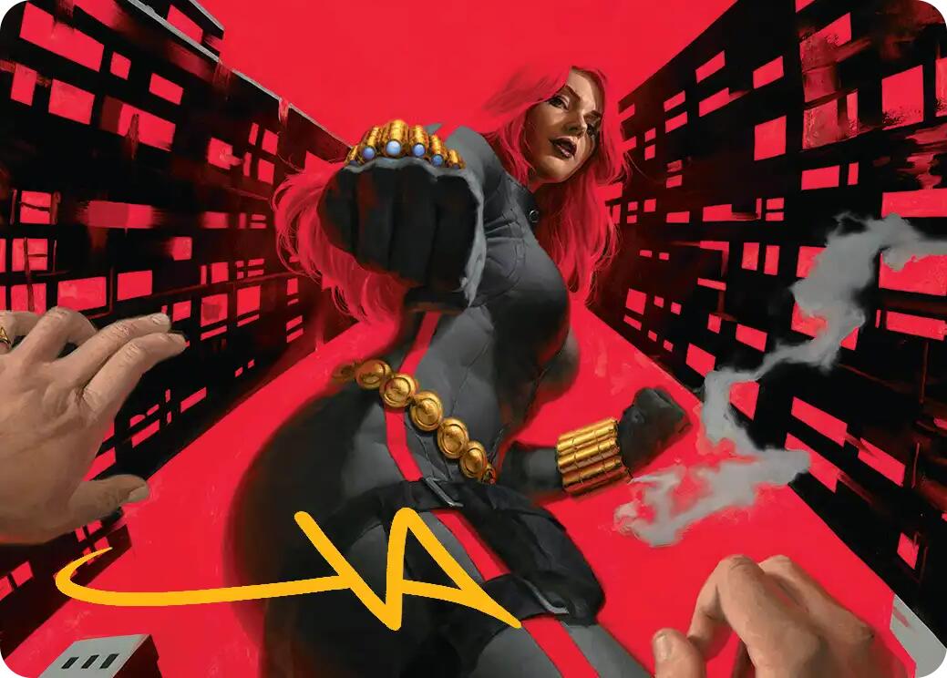 Black Widow, Deadly Hunter Art Card (Gold-Stamped Signature) [Marvel Super Heroes Art Series] | L.A. Mood Comics and Games