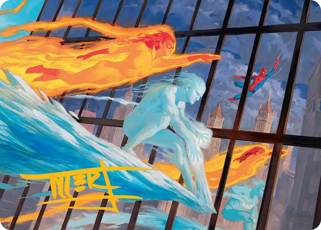 Iceman and Firestar Art Card (Gold-Stamped Signature) [Marvel Super Heroes Art Series] | L.A. Mood Comics and Games