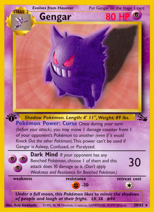 Gengar (20/62) [Fossil 1st Edition] | L.A. Mood Comics and Games