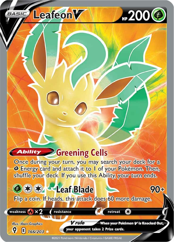 Leafeon V (166/203) [Sword & Shield: Evolving Skies] | L.A. Mood Comics and Games
