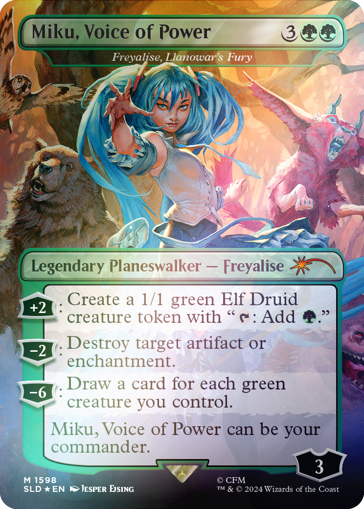 Miku, Voice of Power - Freyalise, Llanowar's Fury (Rainbow Foil) [Secret Lair Drop Series] | L.A. Mood Comics and Games