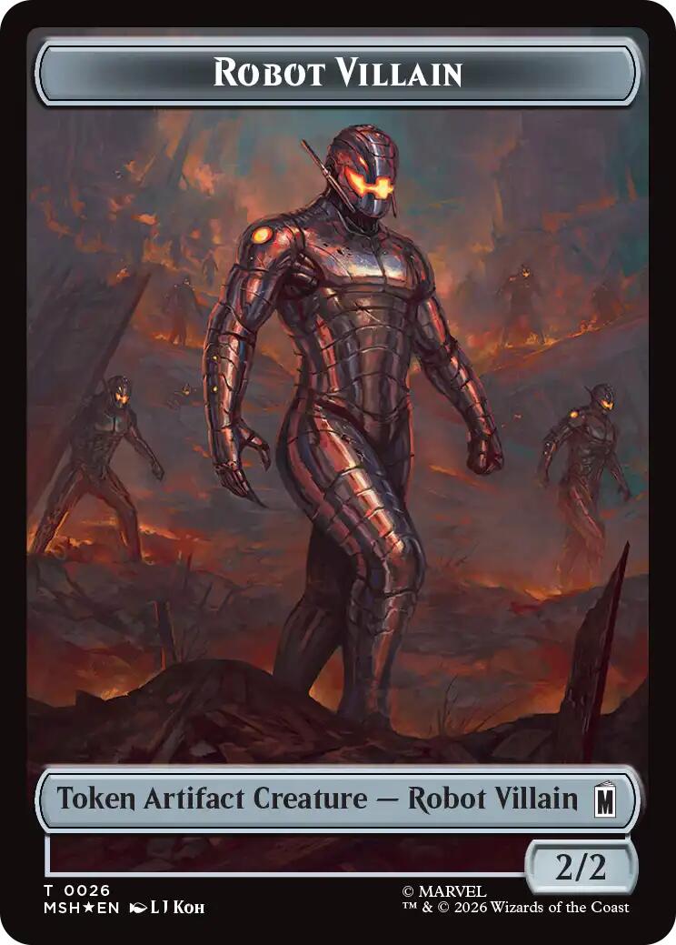 Villain // Robot Villain Double-Sided Token (025//026) (Surge Foil) [Marvel Super Heroes Tokens] | L.A. Mood Comics and Games