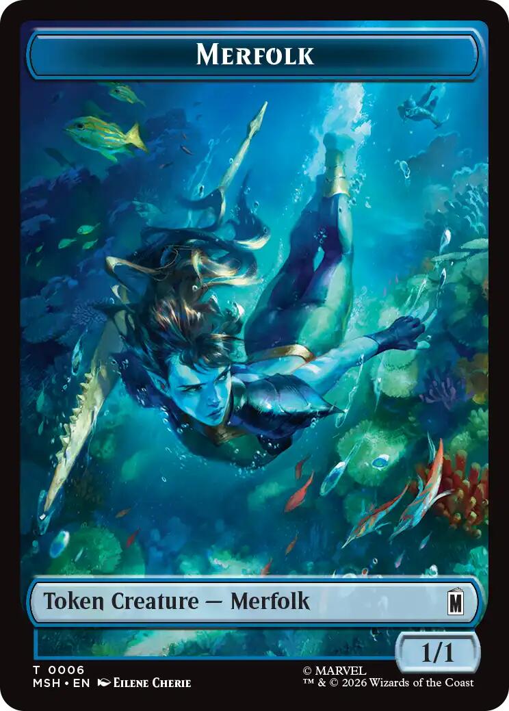 Merfolk // Doombot Double-Sided Token [Marvel Super Heroes Tokens] | L.A. Mood Comics and Games