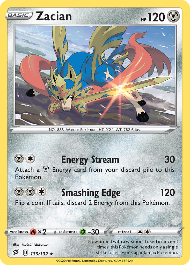Zacian (139/192) (Cracked Ice Holo) (Theme Deck Exclusives) [Sword & Shield: Rebel Clash] | L.A. Mood Comics and Games