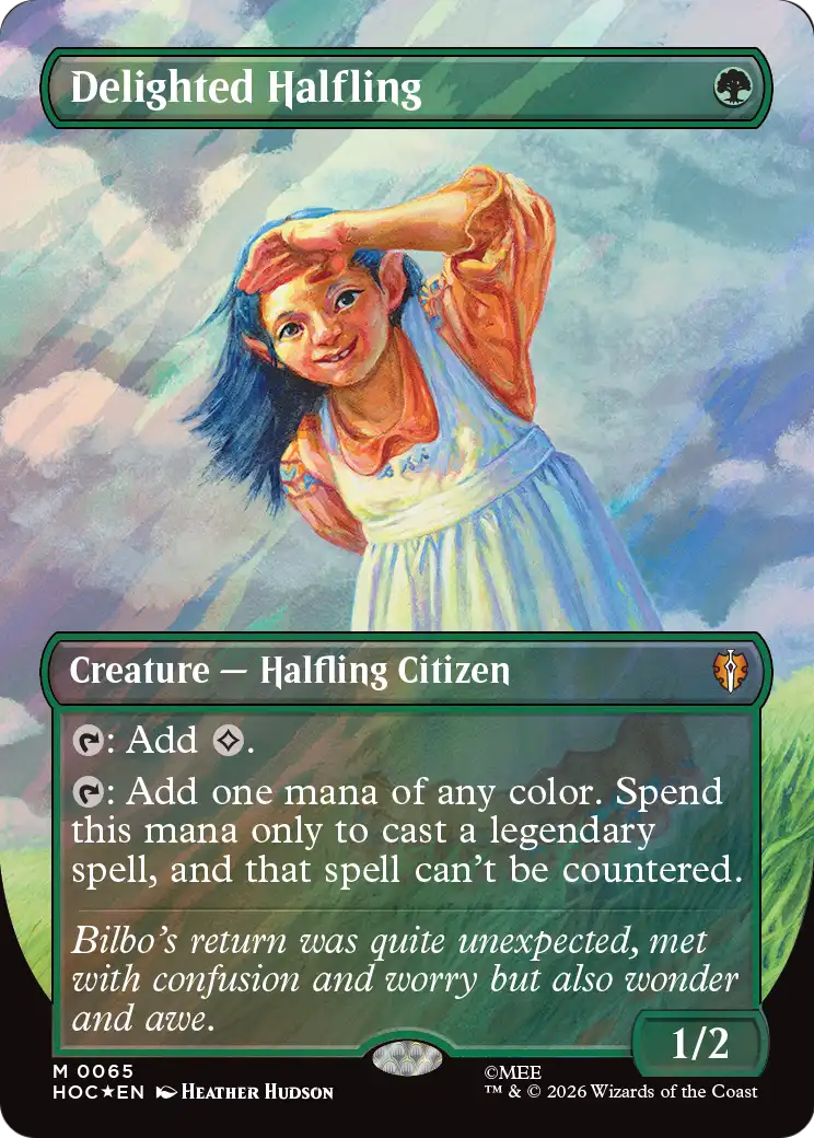 Delighted Halfling (Borderless) (Surge Foil) [The Hobbit] | L.A. Mood Comics and Games