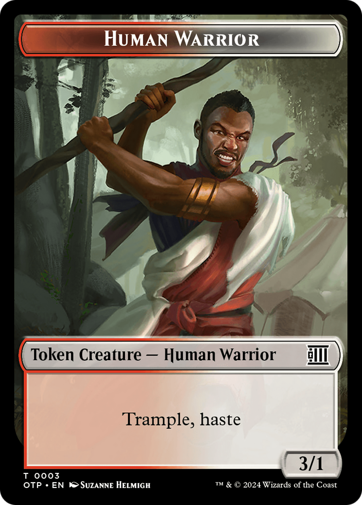 Treasure // Human Warrior Double-Sided Token [Outlaws of Thunder Junction Tokens] | L.A. Mood Comics and Games