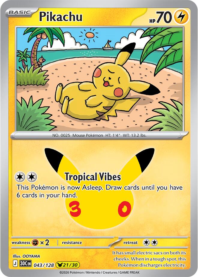 Pikachu (043/128) [Mega Evolution: 30th Celebration] | L.A. Mood Comics and Games