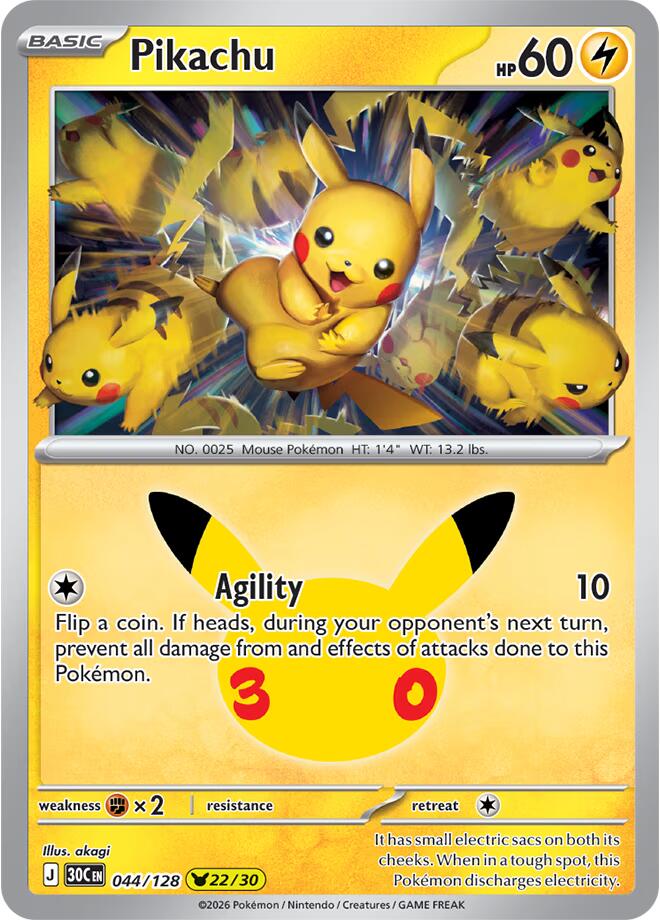 Pikachu (044/128) [Mega Evolution: 30th Celebration] | L.A. Mood Comics and Games