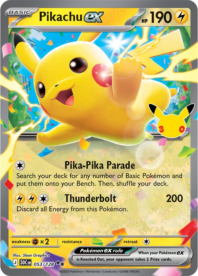 Pikachu ex (053/128) [Mega Evolution: 30th Celebration] | L.A. Mood Comics and Games