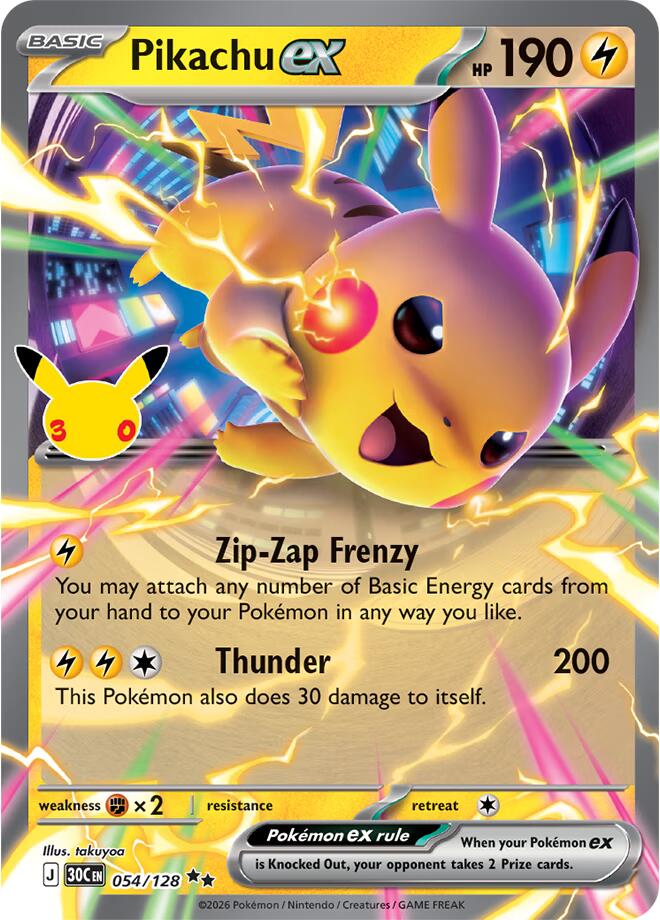 Pikachu ex (054/128) [Mega Evolution: 30th Celebration] | L.A. Mood Comics and Games