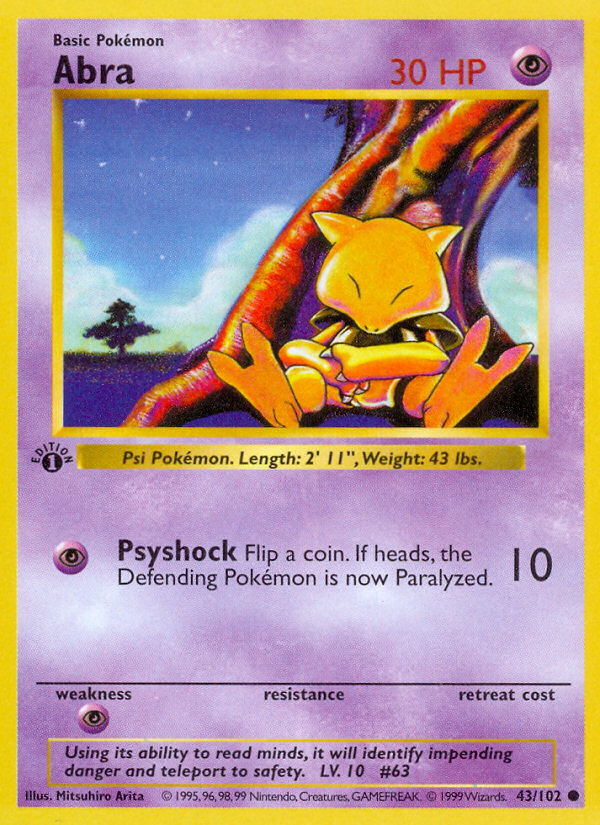 Abra (43/102) (Shadowless) [Base Set 1st Edition] | L.A. Mood Comics and Games