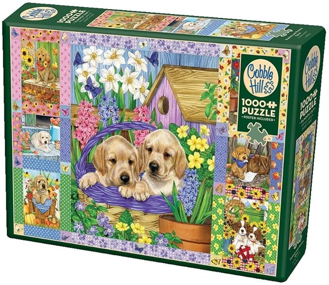 Puzzle 1000 Puppies and Posies Quilt | L.A. Mood Comics and Games