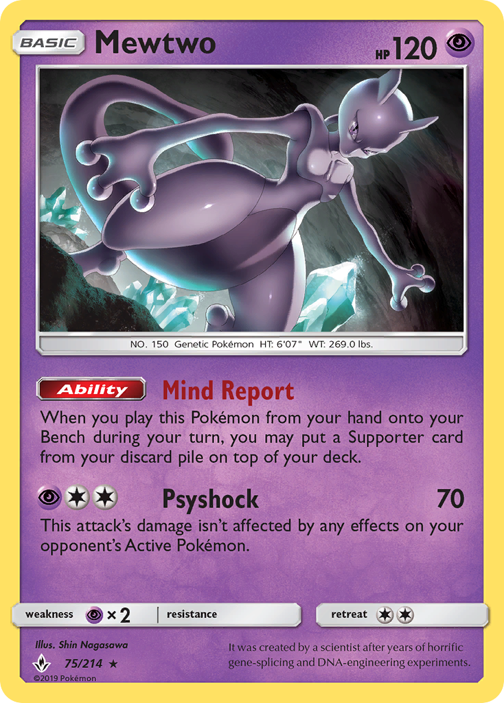 Mewtwo (75/214) (Cosmos Holo) [Sun & Moon: Unbroken Bonds] | L.A. Mood Comics and Games