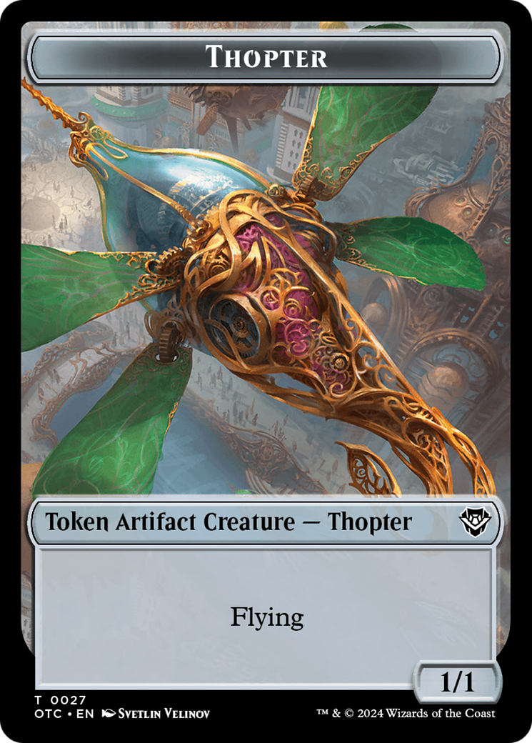 Thopter // Manifest Double-Sided Token [Outlaws of Thunder Junction Commander Tokens] | L.A. Mood Comics and Games