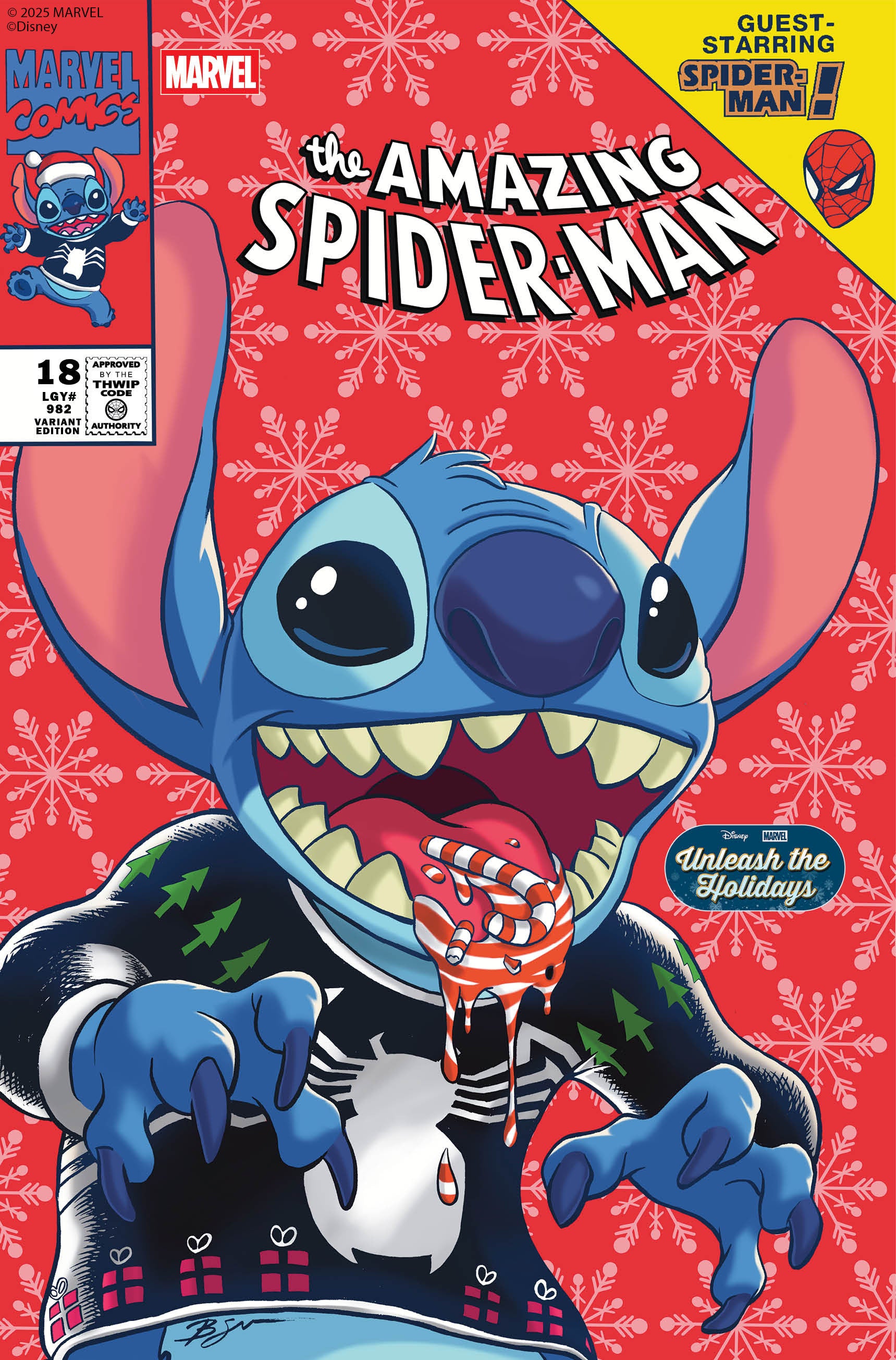Amazing Spider-Man #18 Ben Su Disney Stitch Unleash The Holidays Variant | L.A. Mood Comics and Games