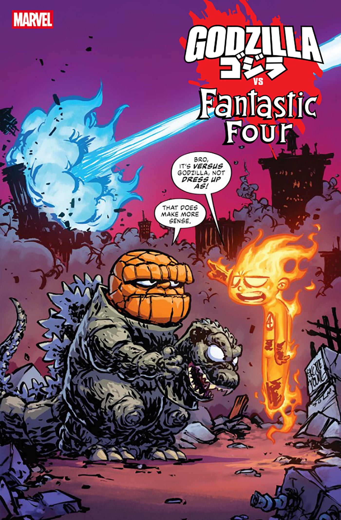 Godzilla vs. Fantastic Four #1 Skottie Young Variant | L.A. Mood Comics and Games