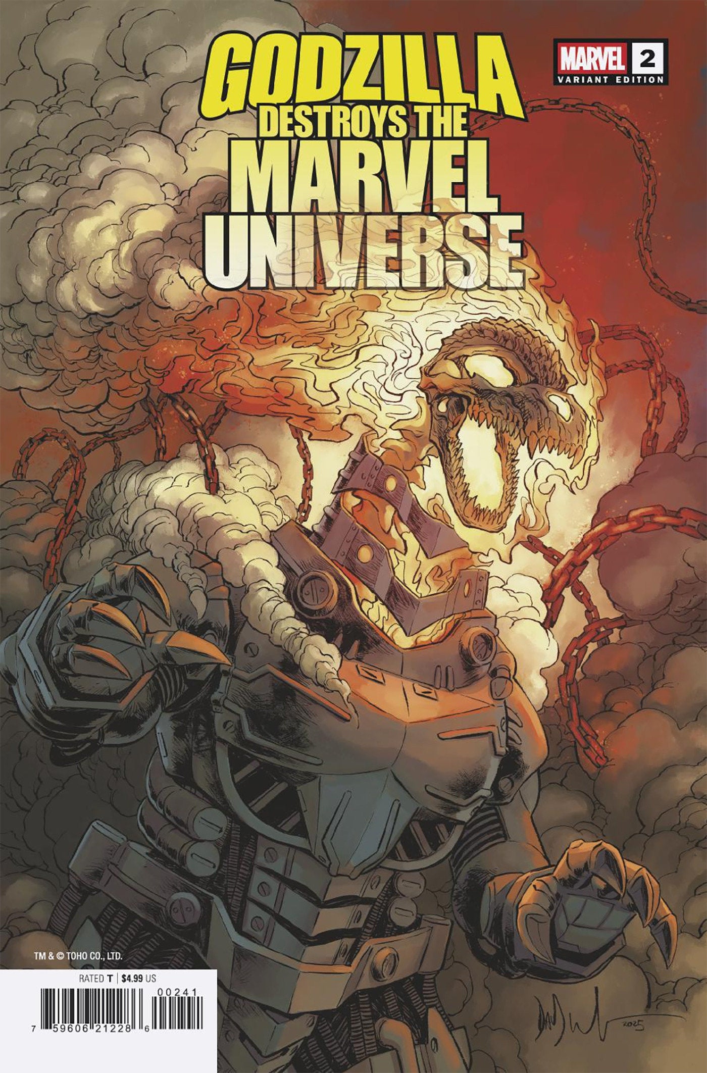 Godzilla Destroys The Marvel Universe #2 Dave Wachter Marvelized Mecha-Ghost Riderzilla Variant | L.A. Mood Comics and Games