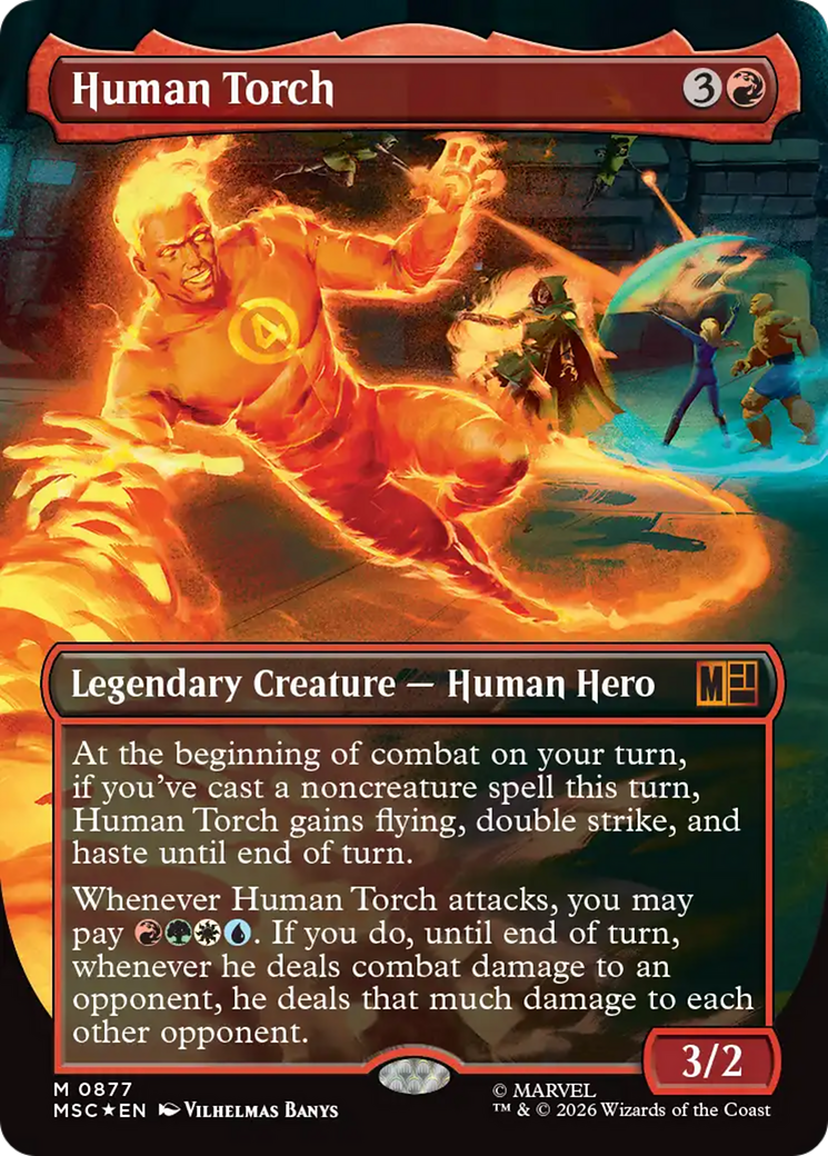 Human Torch (Borderless) (Surge Foil) [Marvel Super Heroes Commander] | L.A. Mood Comics and Games