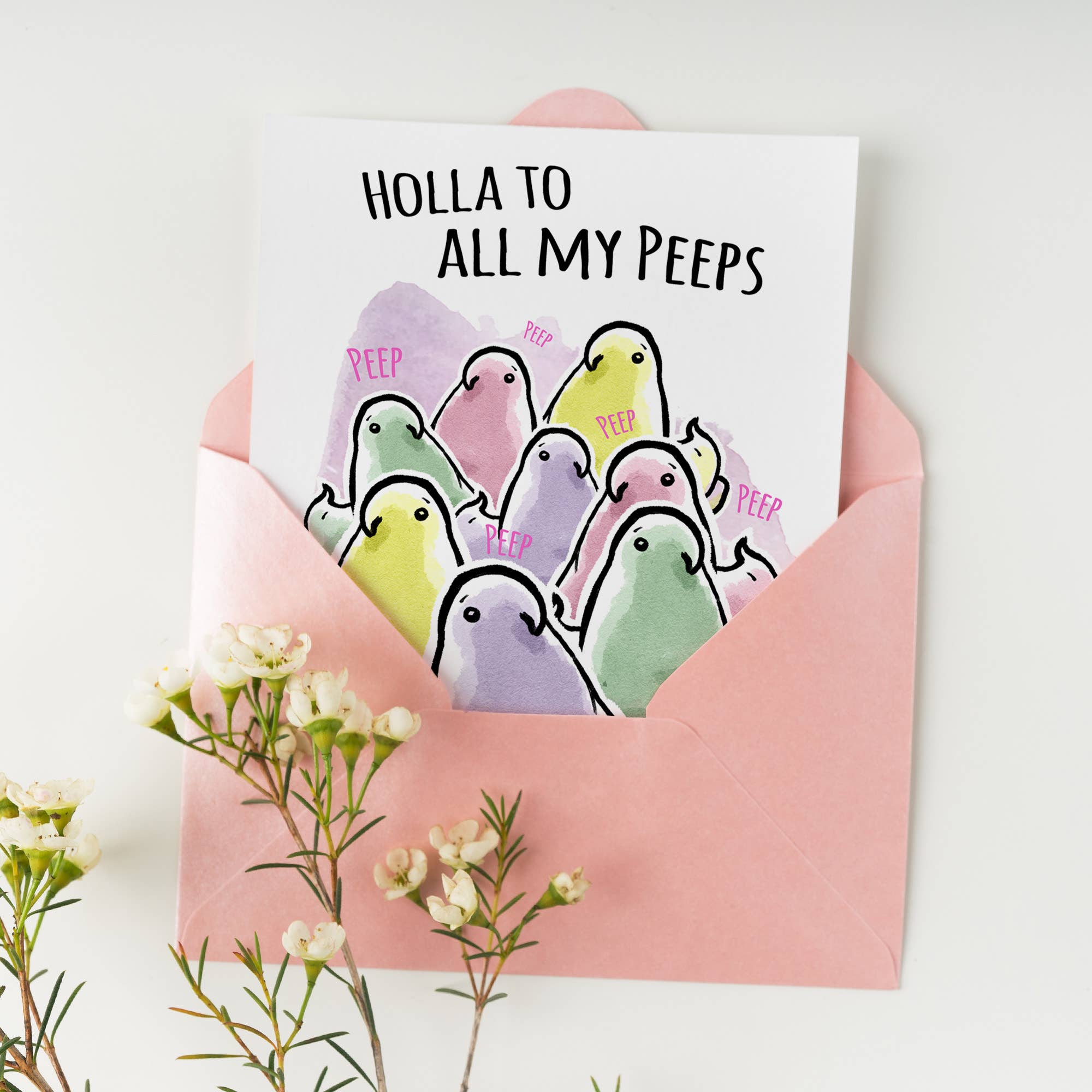 "Holla to my Peeps" Funny Peep Candy Card Happy Easter Card | L.A. Mood Comics and Games