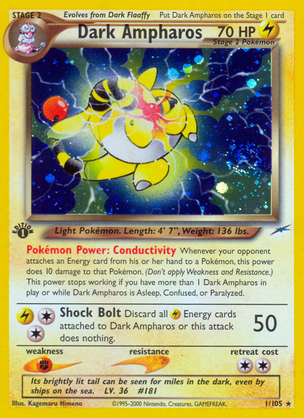 Dark Ampharos (1/105) [Neo Destiny 1st Edition] | L.A. Mood Comics and Games