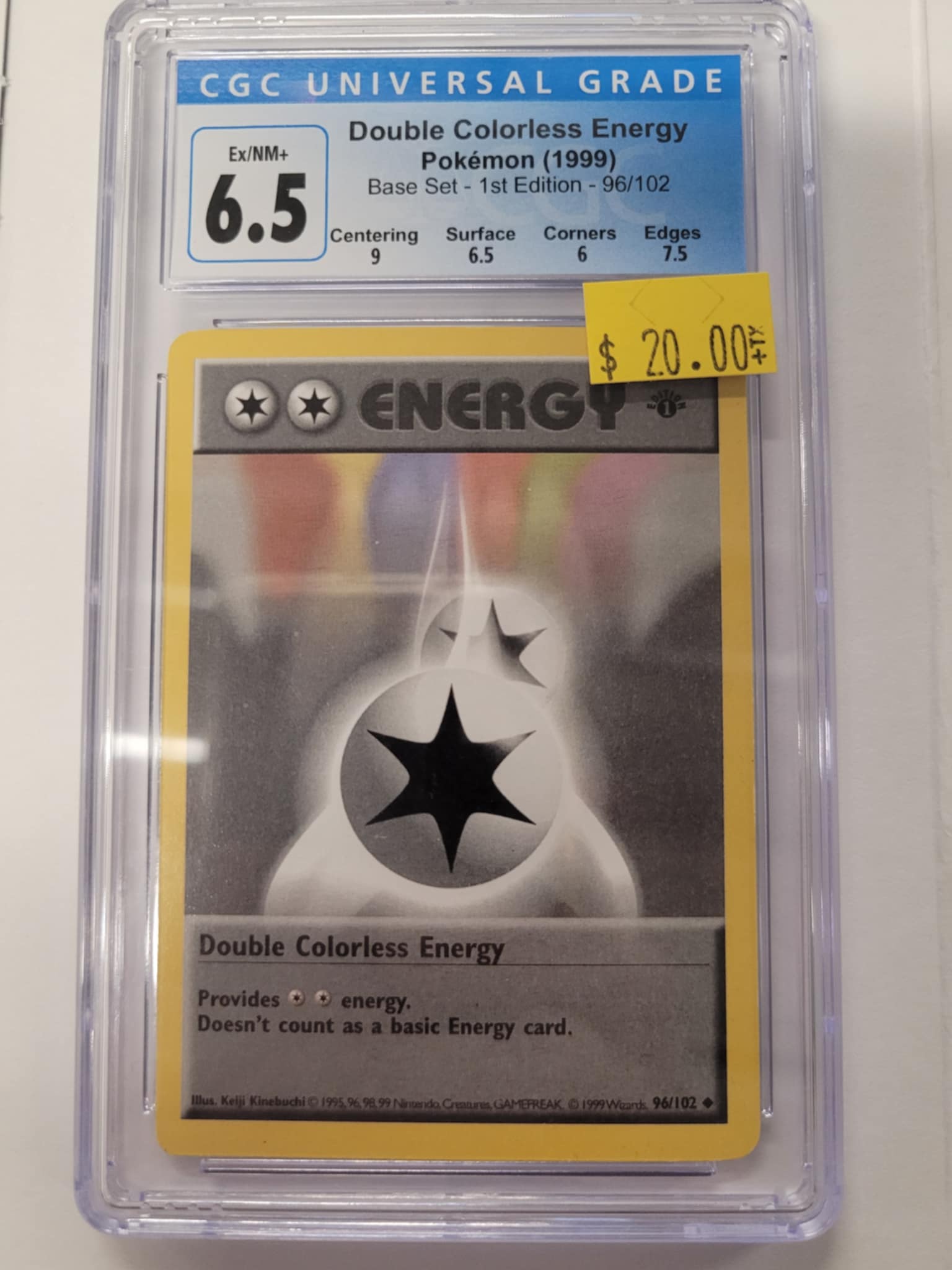 Double Colorless Energy Pokemon Base Set 1999 1st ed CGC 6.5 | L.A. Mood Comics and Games