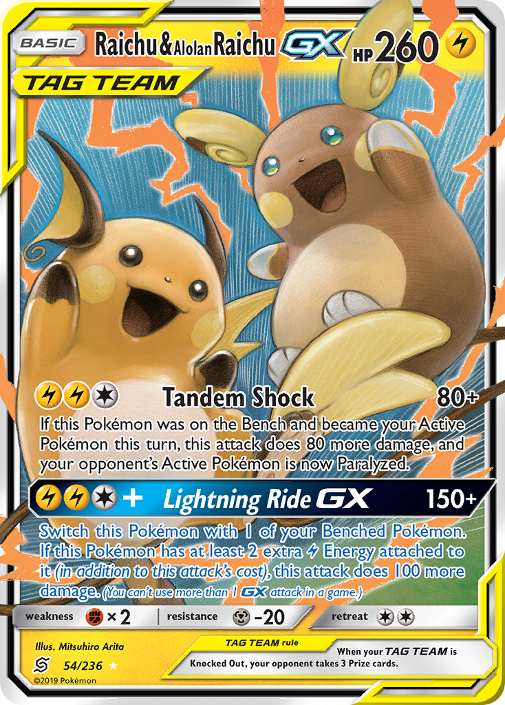 Raichu & Alolan Raichu GX (54/236) [Sun & Moon: Unified Minds] | L.A. Mood Comics and Games