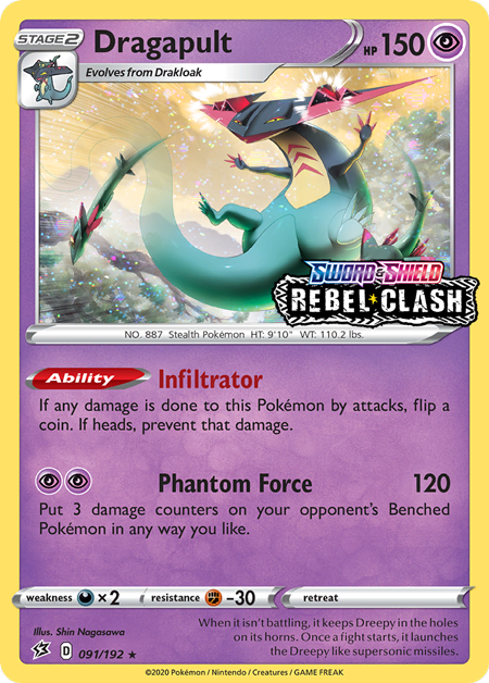 Dragapult (091/192) (Rebel Clash Stamped) [Sword & Shield: Black Star Promos] | L.A. Mood Comics and Games
