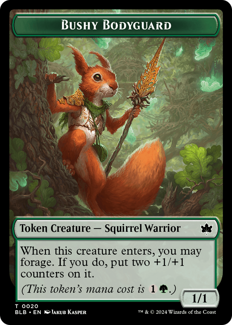 Food // Bushy Bodyguard Double-Sided Token [Bloomburrow Tokens] | L.A. Mood Comics and Games