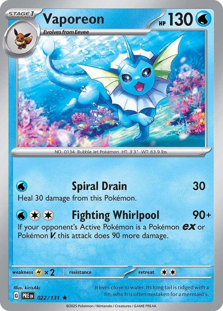 Vaporeon (022/131) [Scarlet & Violet: Prismatic Evolutions] | L.A. Mood Comics and Games