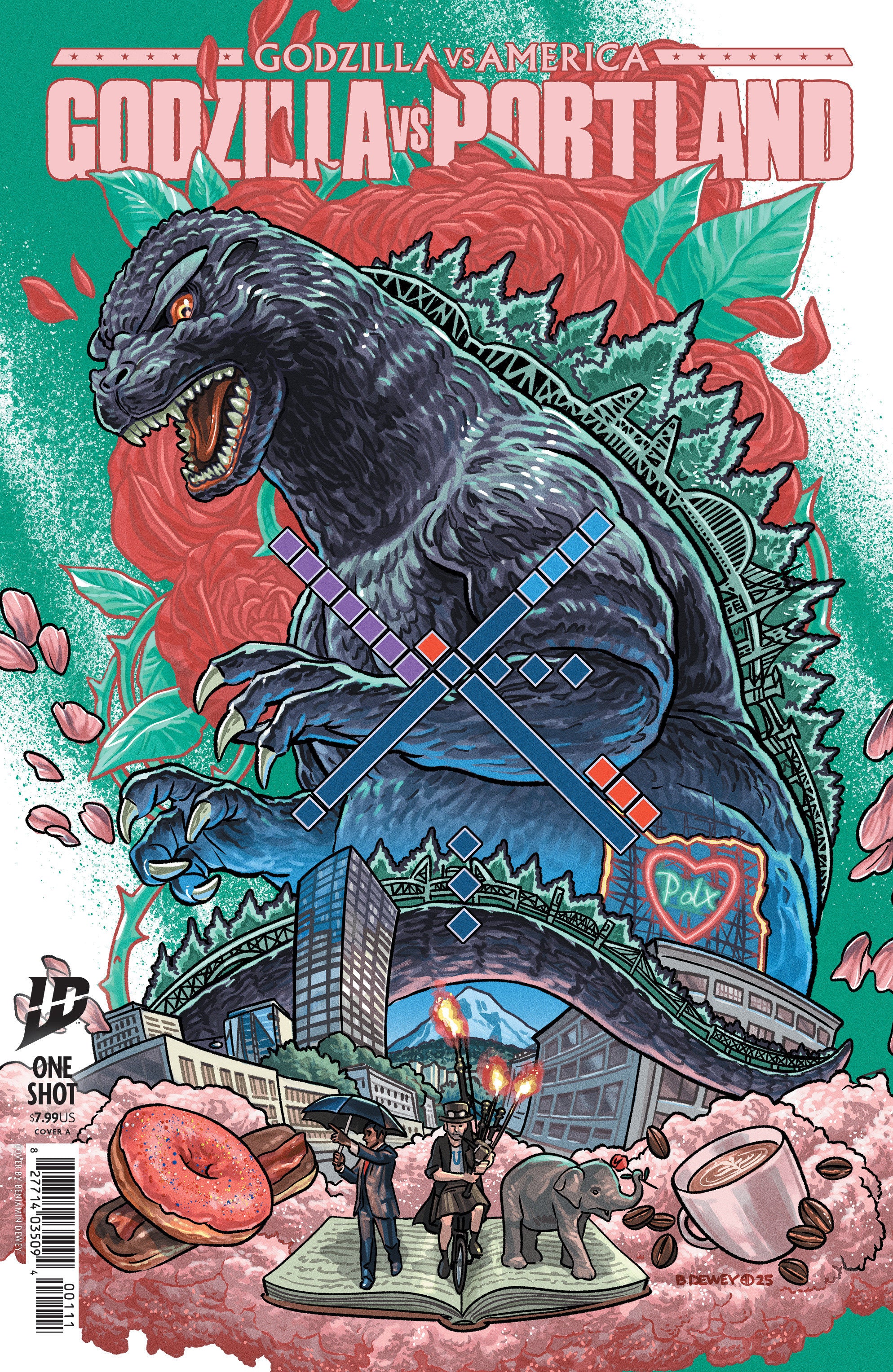 Godzilla vs. America: Portland Cover A (Dewey) | L.A. Mood Comics and Games