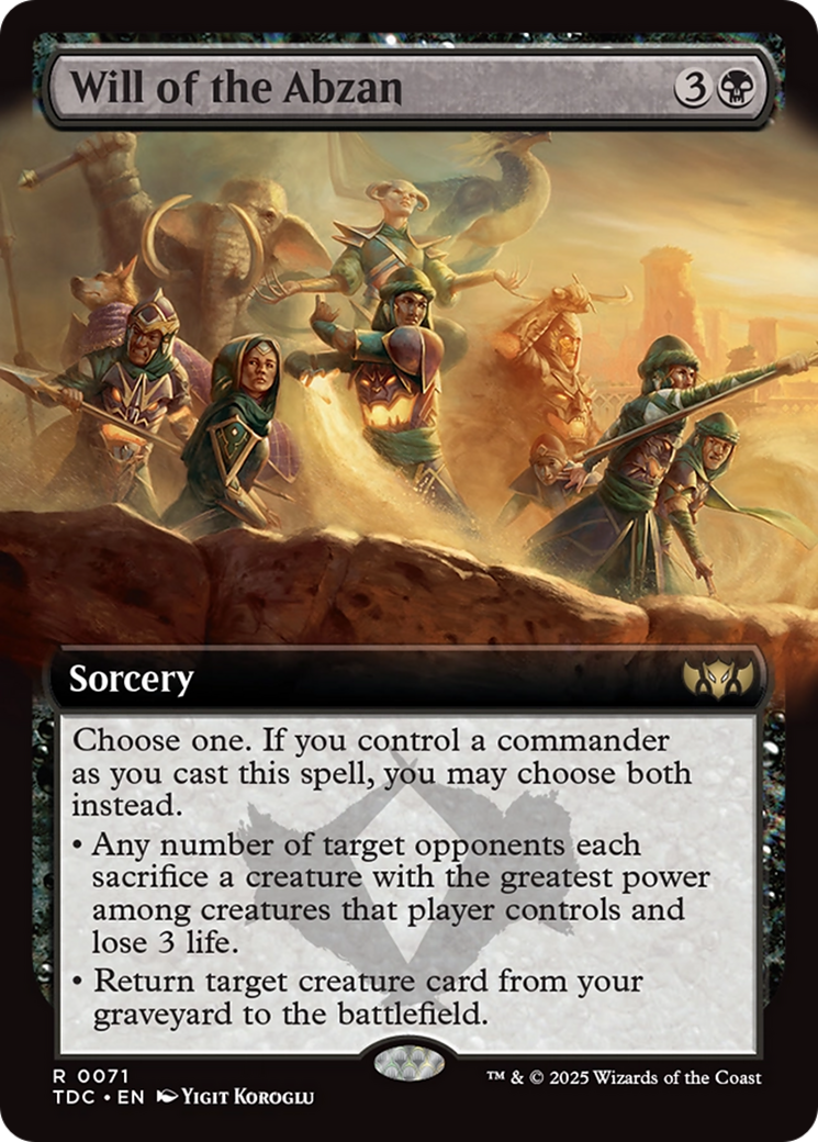 Will of the Abzan (Extended Art) [Tarkir: Dragonstorm Commander] | L.A. Mood Comics and Games