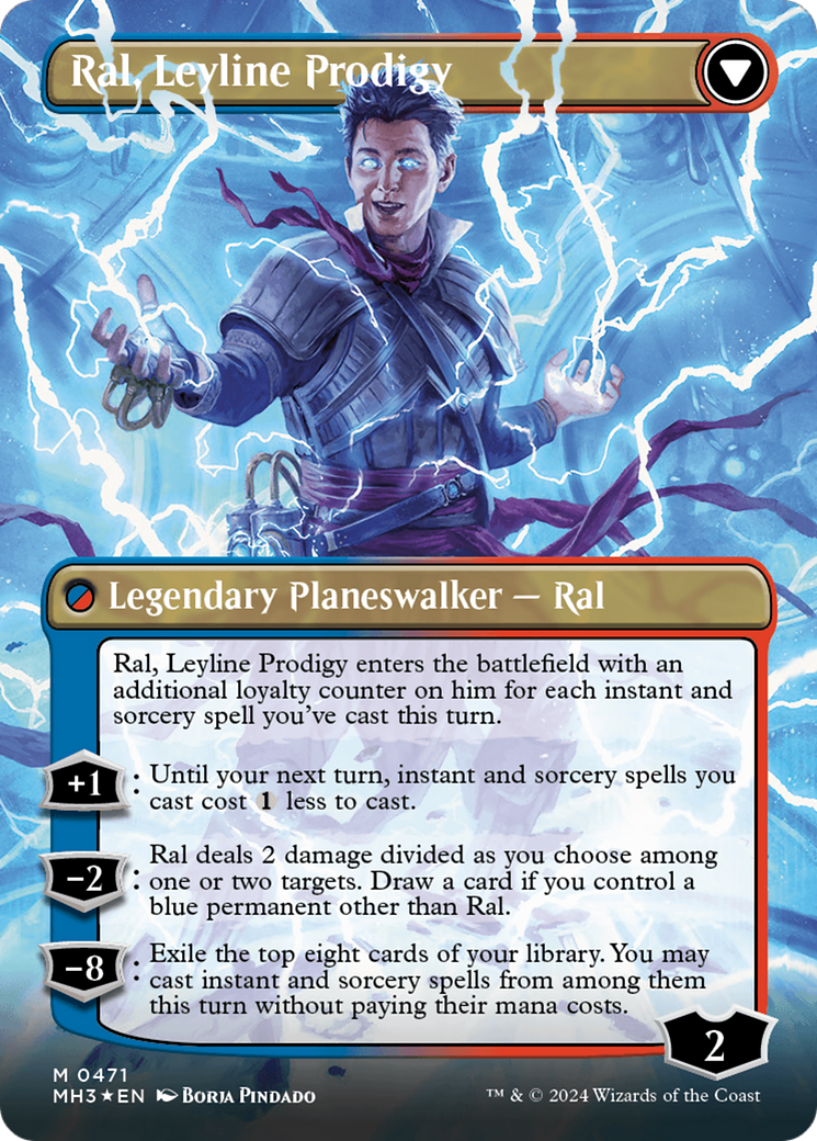 Ral, Monsoon Mage // Ral, Leyline Prodigy (Borderless) (Textured Foil) [Modern Horizons 3] | L.A. Mood Comics and Games