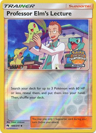 Professor Elm's Lecture (188/214) (Regional Championship Promo Staff) [Sun & Moon: Lost Thunder] | L.A. Mood Comics and Games