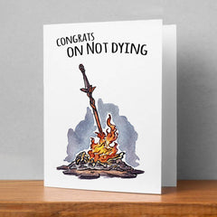 "Congrats on Not Dying" - Black Soul Birthday Card for Gamer | L.A. Mood Comics and Games