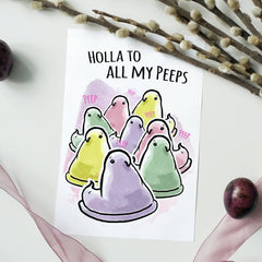 "Holla to my Peeps" Funny Peep Candy Card Happy Easter Card | L.A. Mood Comics and Games