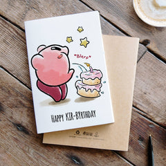 "Happy Kir-birthday" - Gamer Pink Cake Birthday Card | L.A. Mood Comics and Games