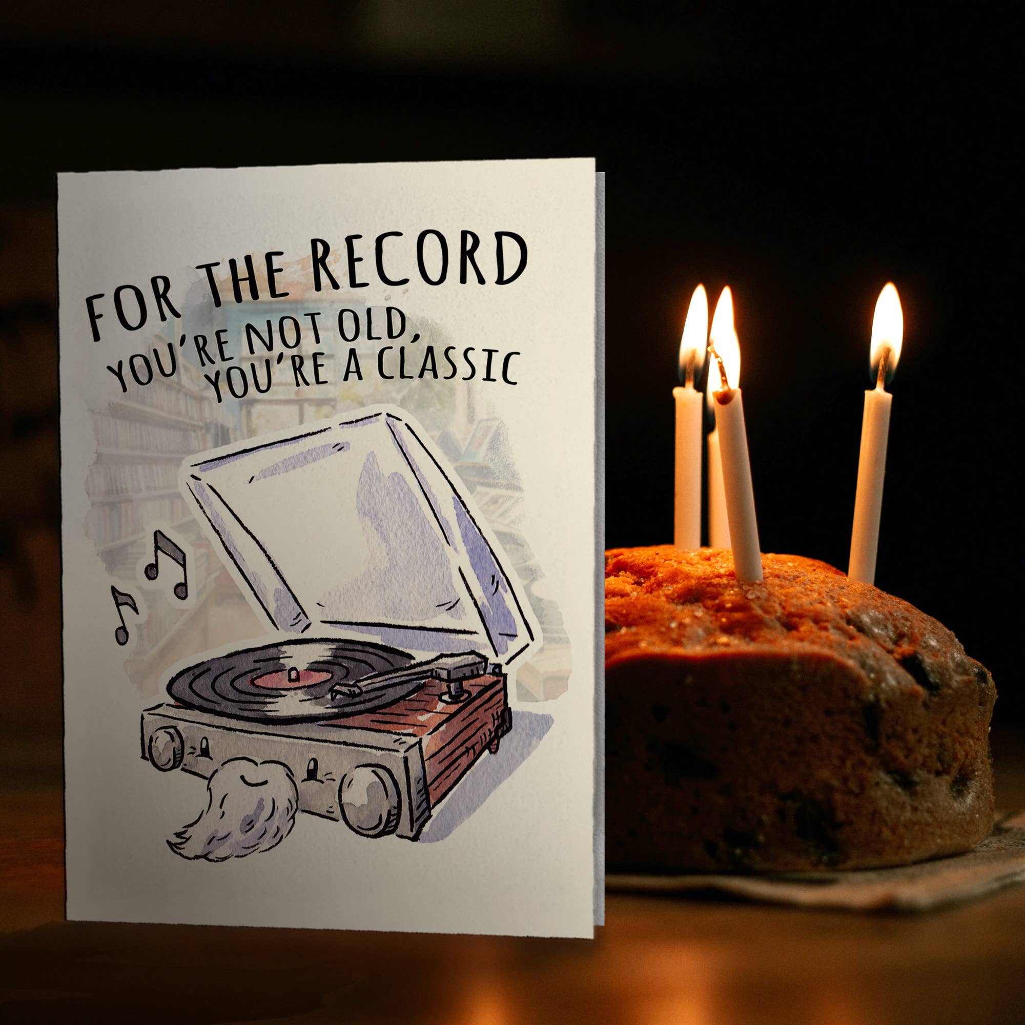"For the Record" - Music Lover Dad Joke Pun Fathers Day Card | L.A. Mood Comics and Games