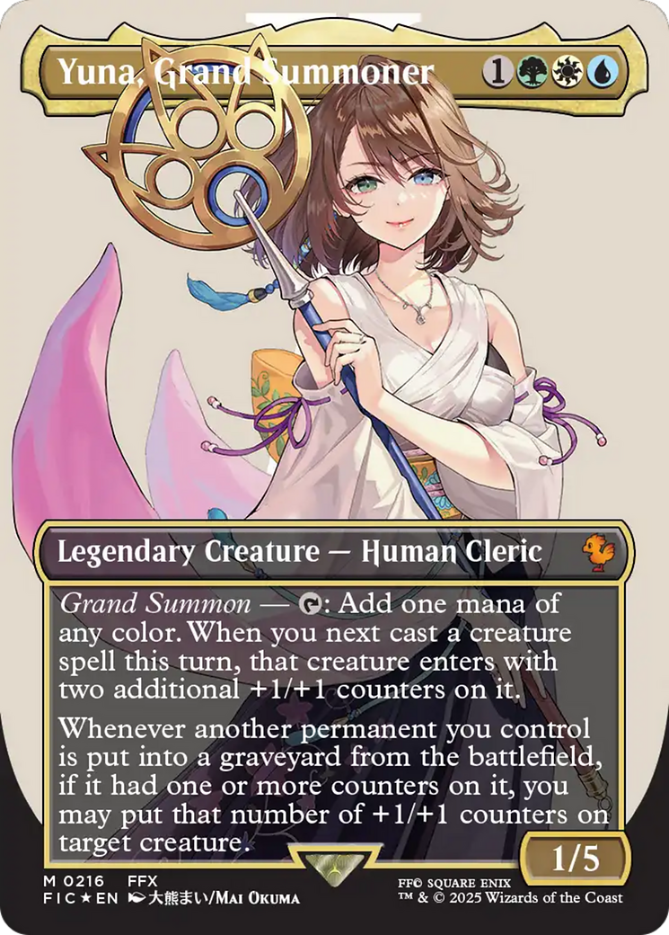 Yuna, Grand Summoner (Borderless) (Surge Foil) [FINAL FANTASY Commander] | L.A. Mood Comics and Games