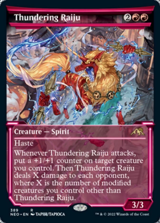 Thundering Raiju (Showcase Soft Glow) [Kamigawa: Neon Dynasty] | L.A. Mood Comics and Games