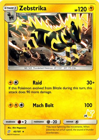 Zebstrika (45/181) (Pikachu Stamp #23) [Battle Academy 2020] | L.A. Mood Comics and Games