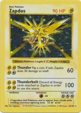Zapdos (16/102) [Base Set Shadowless Unlimited] | L.A. Mood Comics and Games