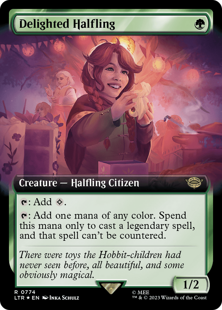 Delighted Halfling (Extended Art) (Surge Foil) [The Lord of the Rings: Tales of Middle-Earth] | L.A. Mood Comics and Games