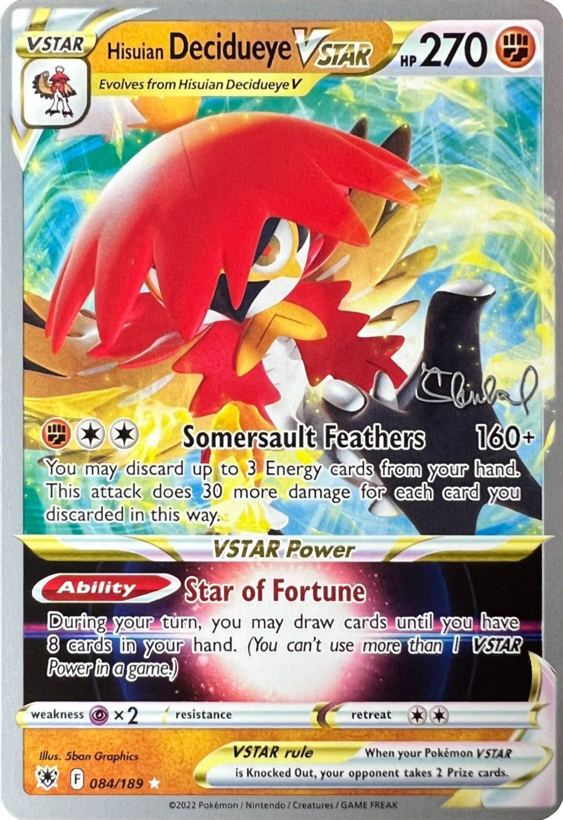 Hisuian Decidueye VSTAR (084/189) (ADP - Ondrej Skubal) [World Championships 2022] | L.A. Mood Comics and Games