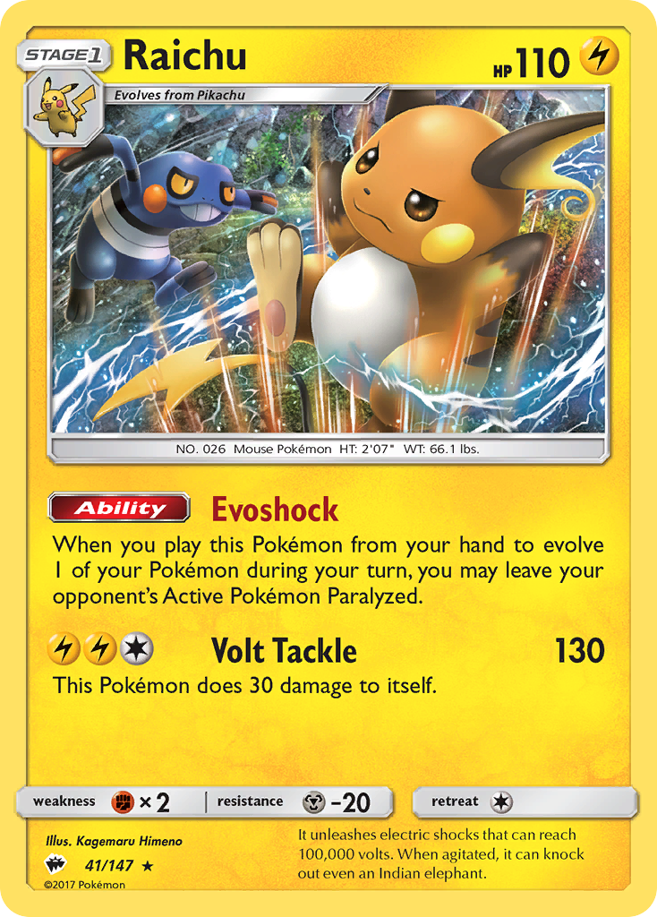 Raichu (41/147) [Sun & Moon: Burning Shadows] | L.A. Mood Comics and Games