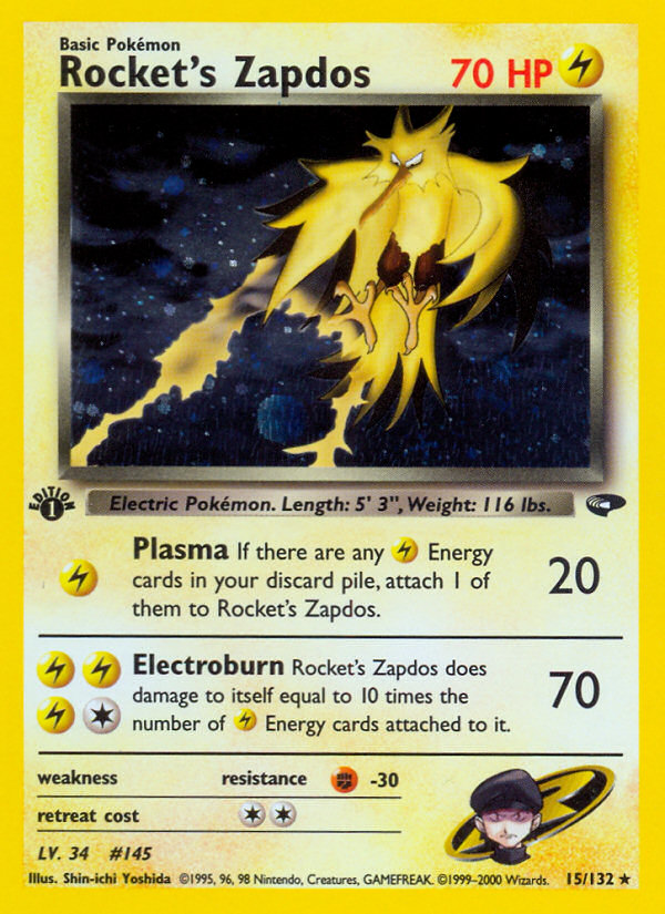 Rocket's Zapdos (15/132) [Gym Challenge 1st Edition] | L.A. Mood Comics and Games