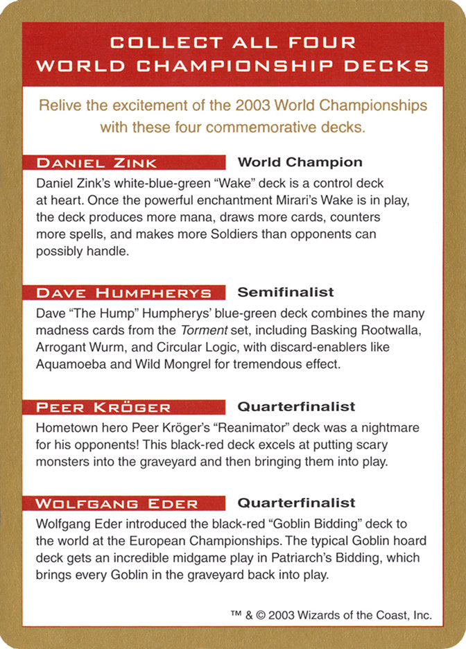 2003 World Championships Ad [World Championship Decks 2003] | L.A. Mood Comics and Games