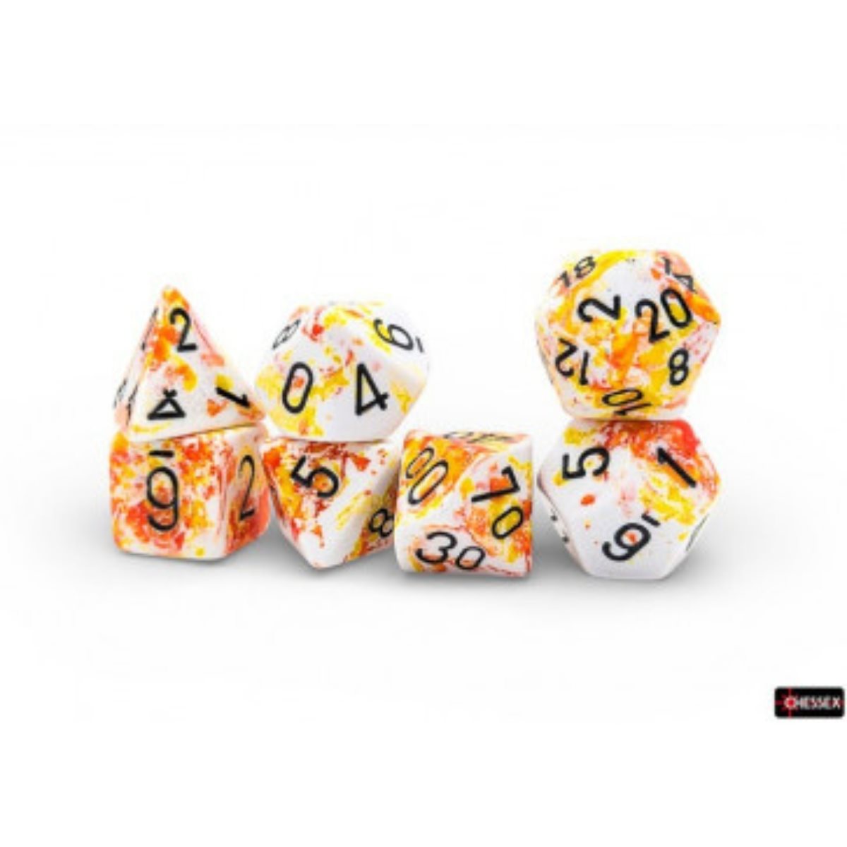 Dice: 7pc: Brush Dice: Polyhedral: Sunrise | L.A. Mood Comics and Games