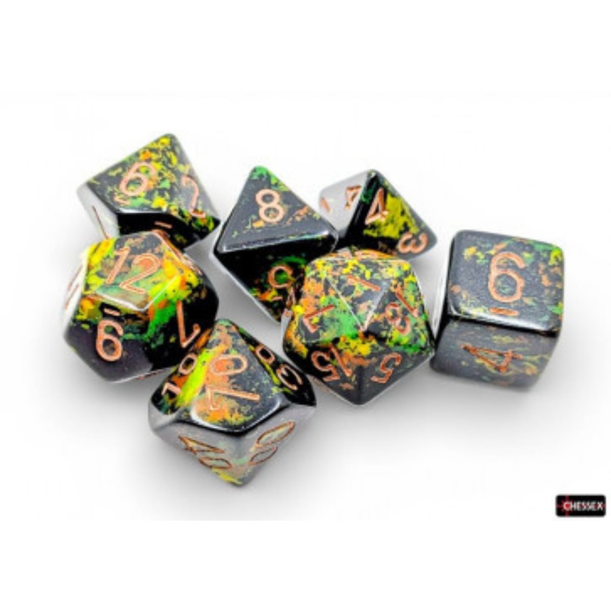 Dice: 7pc: Brush Dice: Polyhedral: Deep Forest | L.A. Mood Comics and Games